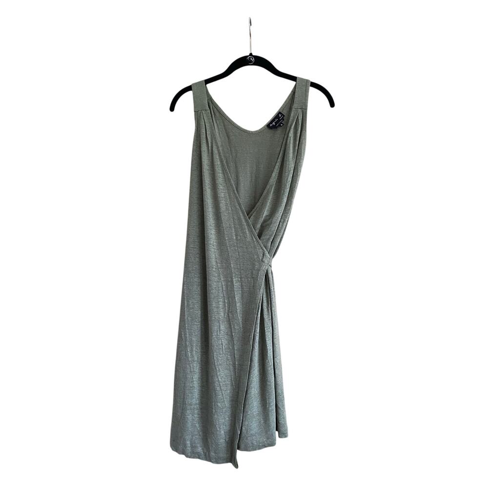 Agnes B. Paris Olive Sleeveless Linen Wrap Dress Size Medium